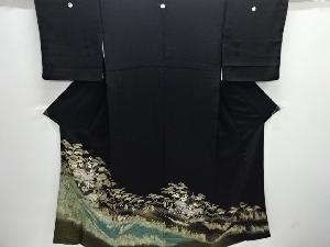 寿光織　川下り模様刺繍留袖(比翼付き)